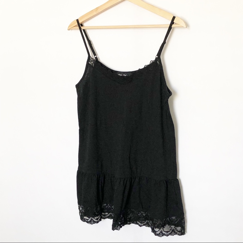 Black Lace and Ruffled Tank Top SZ L